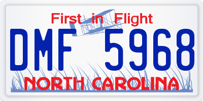 NC license plate DMF5968