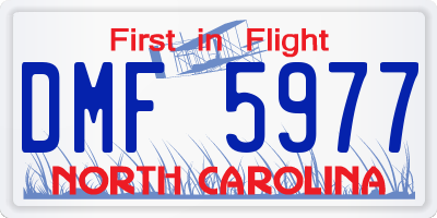 NC license plate DMF5977