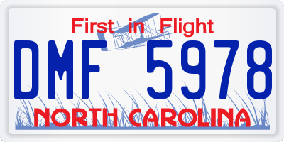 NC license plate DMF5978