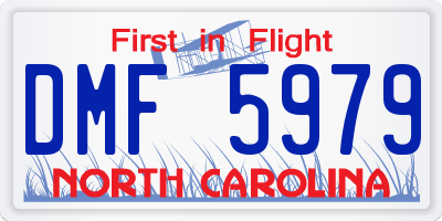 NC license plate DMF5979