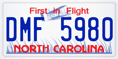 NC license plate DMF5980