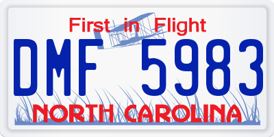 NC license plate DMF5983