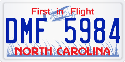 NC license plate DMF5984