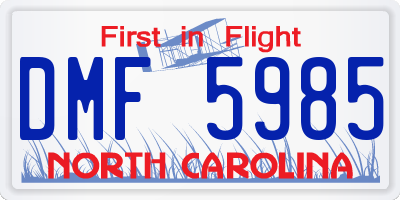 NC license plate DMF5985