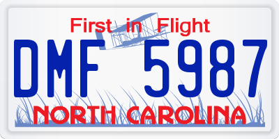 NC license plate DMF5987