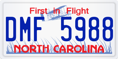 NC license plate DMF5988