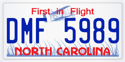 NC license plate DMF5989
