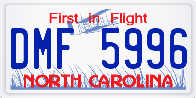 NC license plate DMF5996