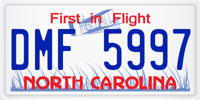 NC license plate DMF5997