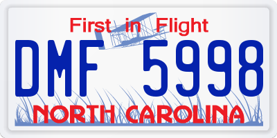 NC license plate DMF5998