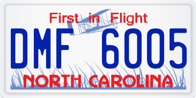 NC license plate DMF6005