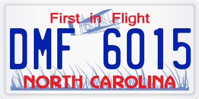 NC license plate DMF6015
