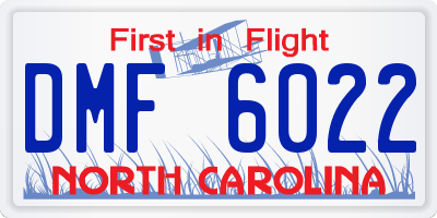NC license plate DMF6022