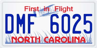 NC license plate DMF6025