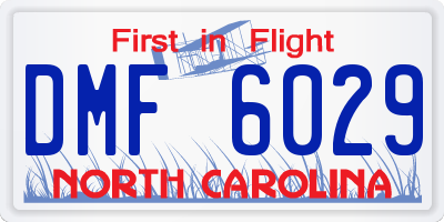NC license plate DMF6029