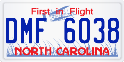 NC license plate DMF6038