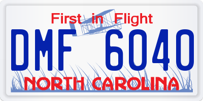 NC license plate DMF6040