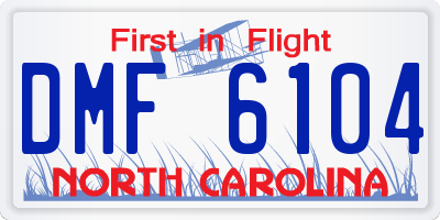 NC license plate DMF6104