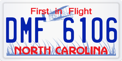 NC license plate DMF6106