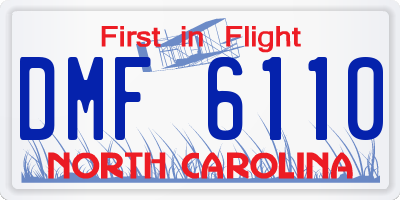 NC license plate DMF6110
