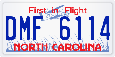 NC license plate DMF6114