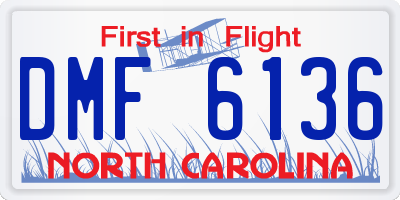NC license plate DMF6136