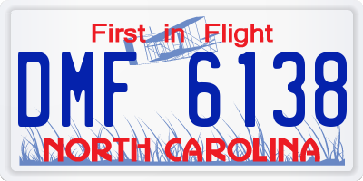 NC license plate DMF6138