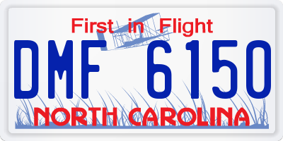 NC license plate DMF6150