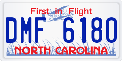 NC license plate DMF6180