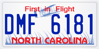 NC license plate DMF6181