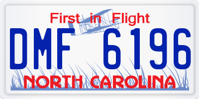 NC license plate DMF6196