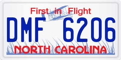 NC license plate DMF6206