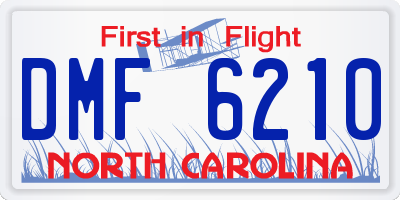 NC license plate DMF6210