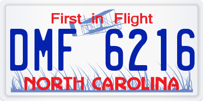 NC license plate DMF6216