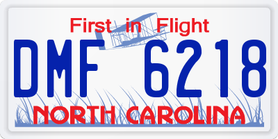 NC license plate DMF6218