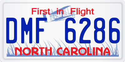NC license plate DMF6286