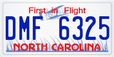 NC license plate DMF6325