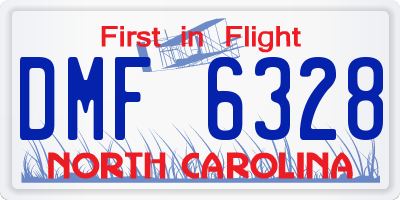 NC license plate DMF6328