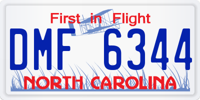 NC license plate DMF6344