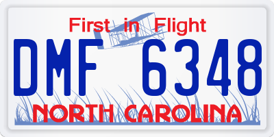 NC license plate DMF6348