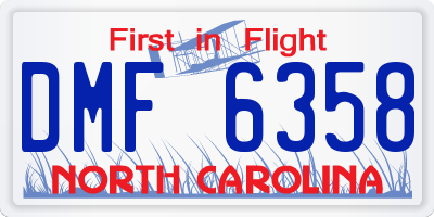 NC license plate DMF6358