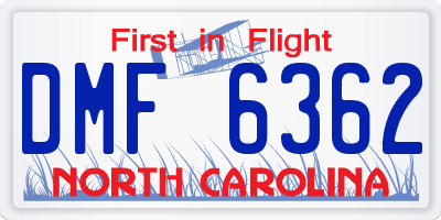 NC license plate DMF6362