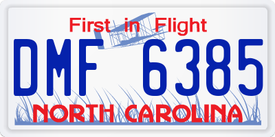 NC license plate DMF6385