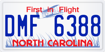NC license plate DMF6388