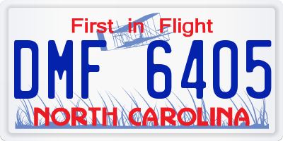 NC license plate DMF6405