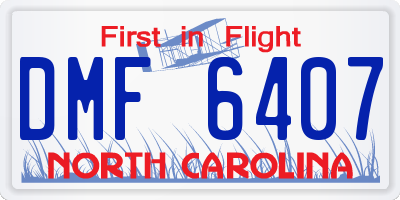 NC license plate DMF6407