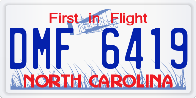 NC license plate DMF6419