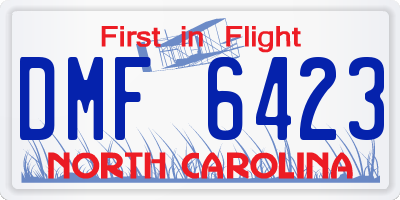 NC license plate DMF6423
