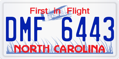 NC license plate DMF6443