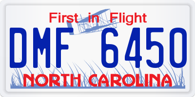 NC license plate DMF6450